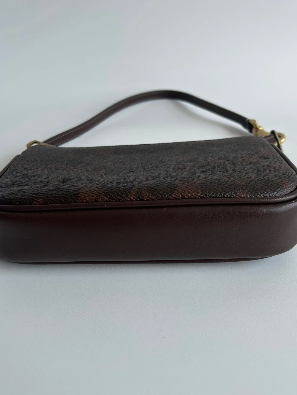 Coach Plaza Bag 18 Signature Brown Mini Shoulder Bag Very Good